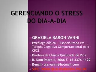 GERENCIANDO O STRESS DO DIA-A-DIA