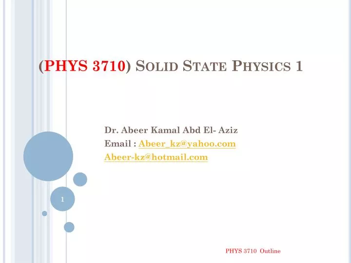 phys 3710 solid state physics 1