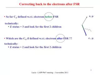 Correcting back to the electrons after FSR