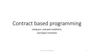 Contract based programming