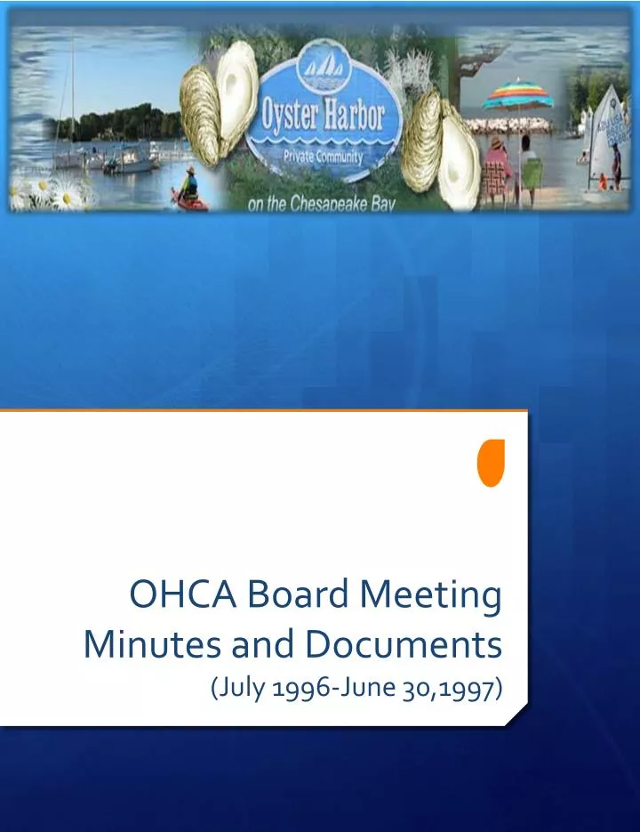 ohca board meeting minutes and documents july 1996 june 30 1997