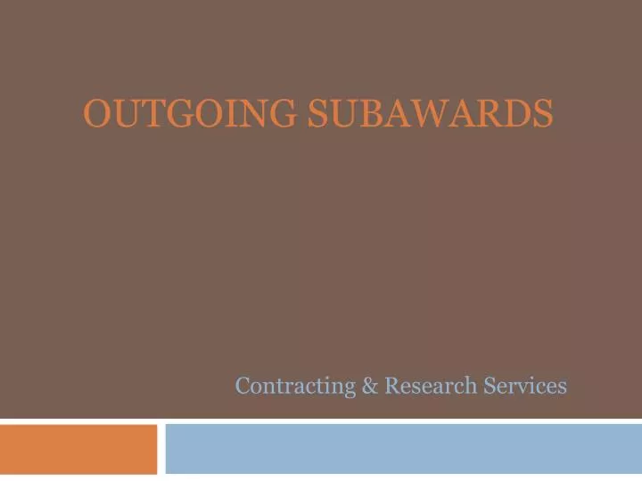 outgoing subawards