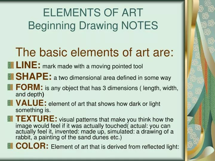 elements of art beginning drawing notes