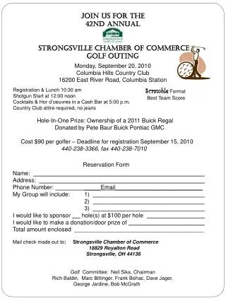 Join Us For The 42nd Annual Strongsville Chamber of commerce Golf outing