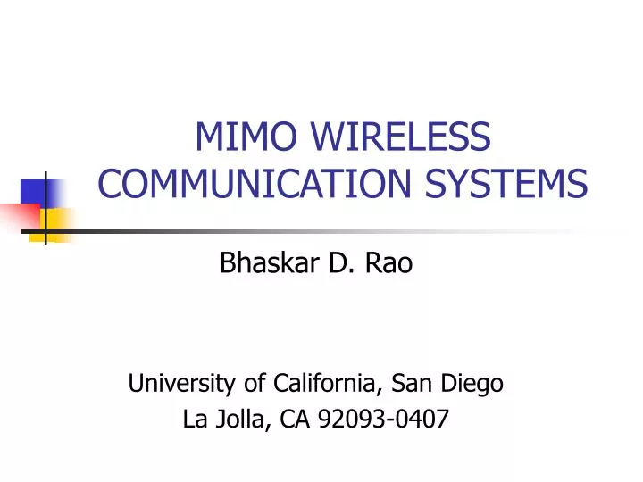 mimo wireless communication systems