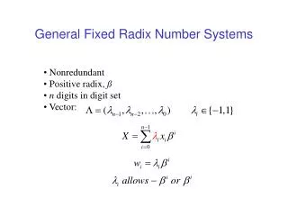 General Fixed Radix Number Systems