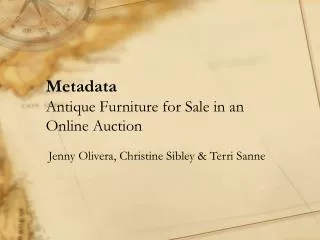 Metadata Antique Furniture for Sale in an Online Auction