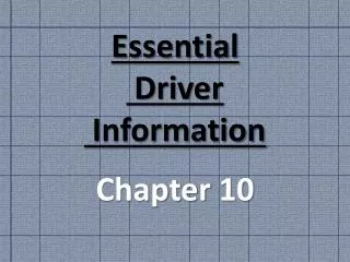 Essential Driver Information