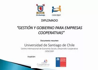 DIPLOMADO “GESTIÓN Y GOBIERNO PARA EMPRESAS COOPERATIVAS” Universidad de Santiago de Chile