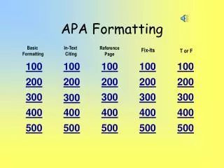 APA Formatting