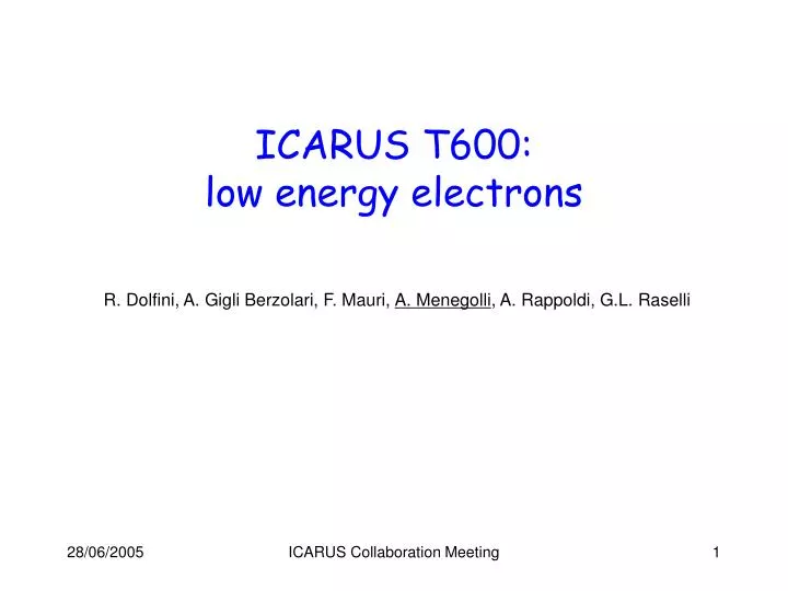 icarus t600 low energy electrons
