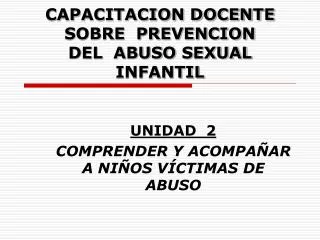CAPACITACION DOCENTE SOBRE PREVENCION DEL ABUSO SEXUAL INFANTIL