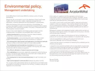 Environmental policy, Management undertaking