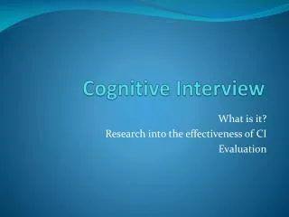 Cognitive Interview