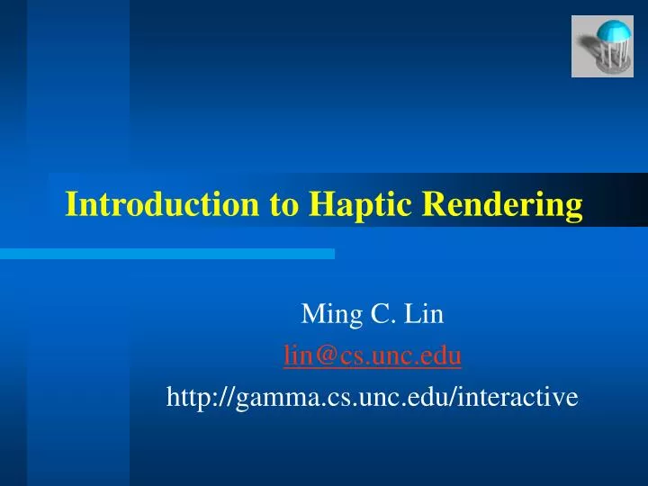 introduction to haptic rendering