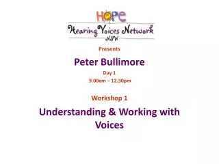 Presents Peter Bullimore Day 1 9.00am – 12.30pm Workshop 1 Understanding &amp; Working with Voices