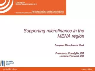 EIB Microfinance Support: Objectives for the MENA region