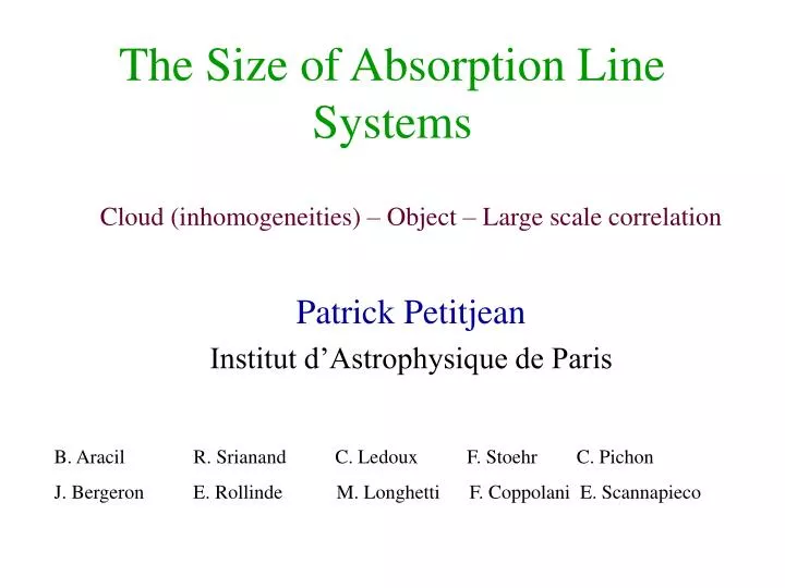 the size of absorption line systems