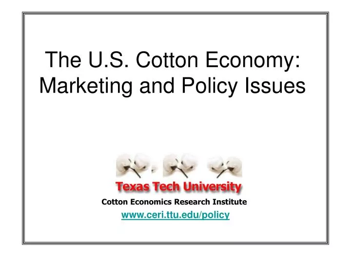 the u s cotton economy marketing and policy issues