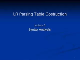 LR Parsing Table Costruction