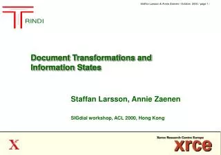 Document Transformations and Information States