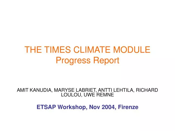 the times climate module progress report