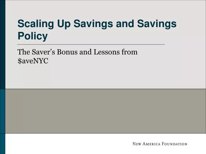 scaling up savings and savings policy