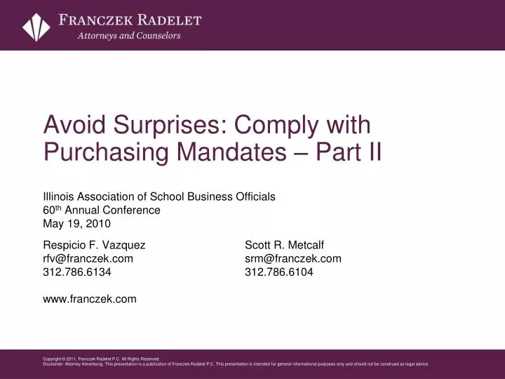 avoid surprises comply with purchasing mandates part ii