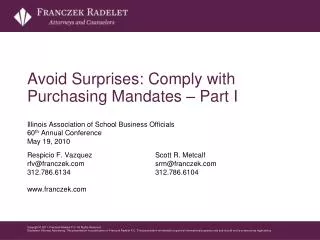 Avoid Surprises: Comply with Purchasing Mandates – Part I