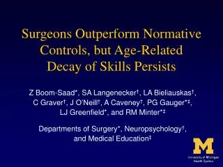 Surgeons Outperform Normative Controls, but Age-Related Decay of Skills Persists