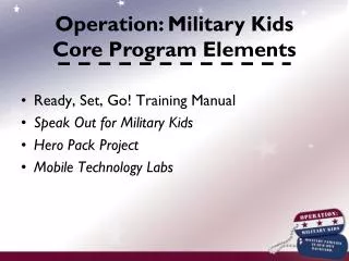 Ready, Set, Go! Training Manual Speak Out for Military Kids Hero Pack Project
