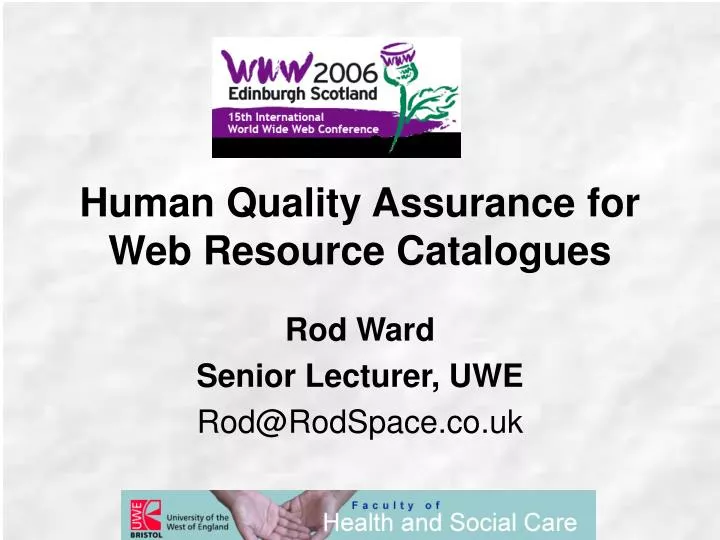 human quality assurance for web resource catalogues