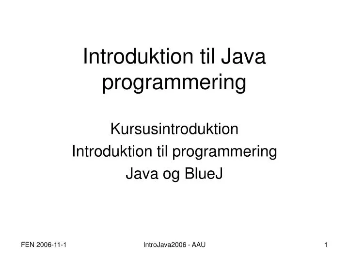 introduktion til java programmering