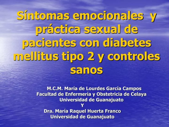 s ntomas emocionales y pr ctica sexual de pacientes con diabetes mellitus tipo 2 y controles sanos
