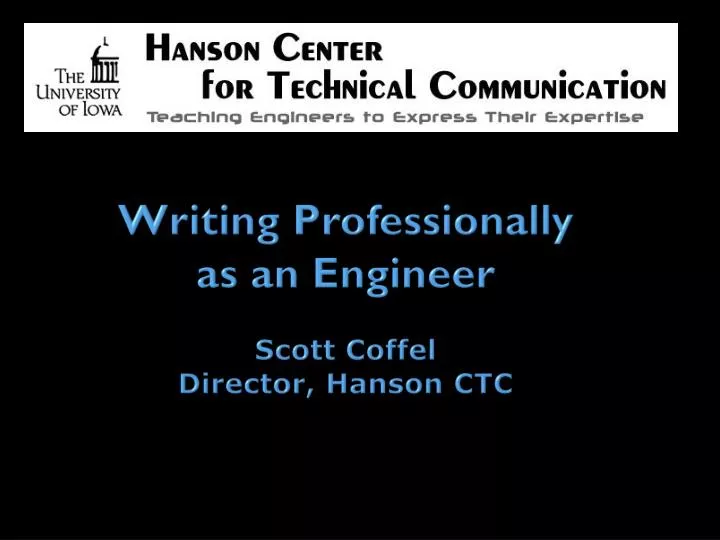 writing professionally as an engineer scott coffel director hanson ctc