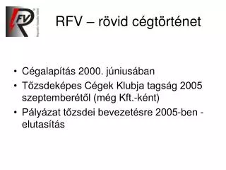 RFV – rövid cégtörténet