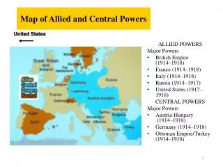 Map of Allied and Central Powers
