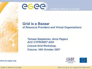 Grid is a Bazaar of Resource Providers and Virtual Organizations