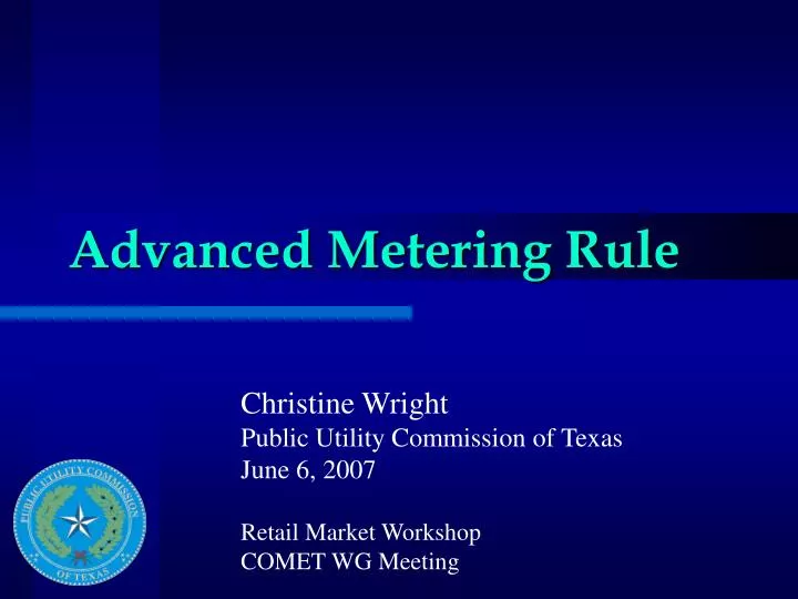 advanced metering rule