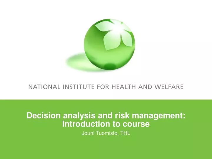 decision analysis and risk management introduction to course