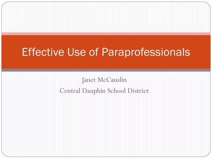 effective use of paraprofessionals
