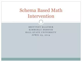 Schema Based Math Intervention