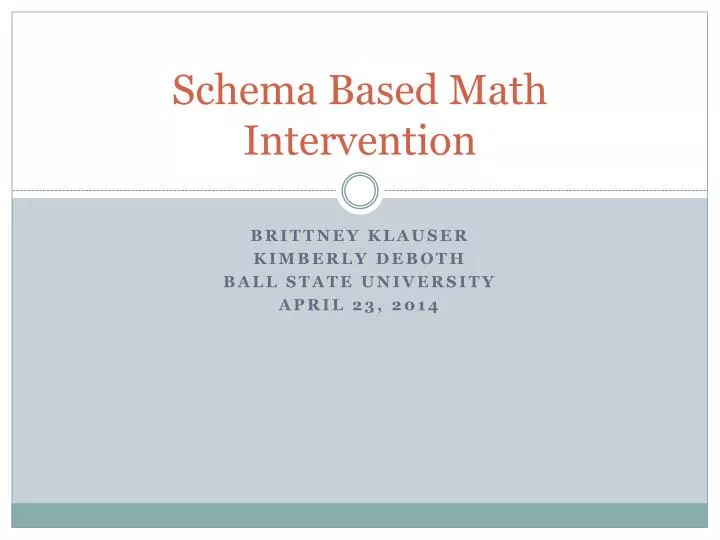 schema based math intervention