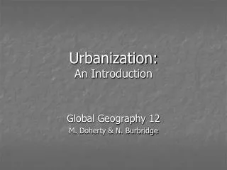 Urbanization: An Introduction