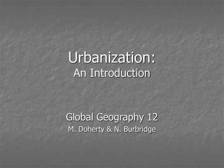 urbanization an introduction