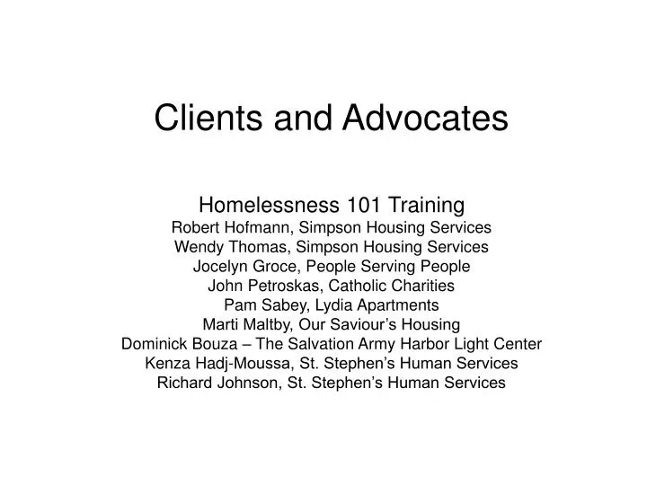 clients and advocates