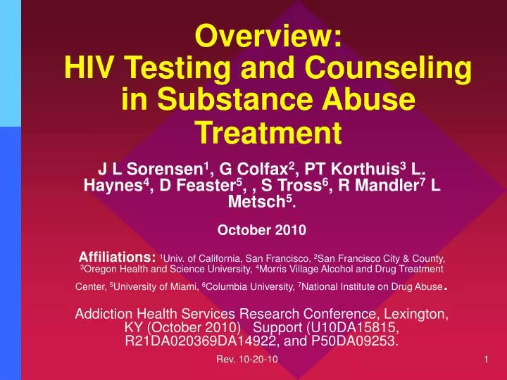 overview hiv testing and counseling in substance abuse treatment