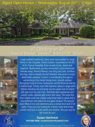 Agent Open House ~ Wednesday , August 20 th ~ 2-4pm