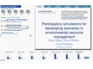 Participatory simulations for developing scenarios in environmental resource management
