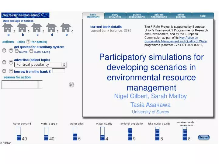 participatory simulations for developing scenarios in environmental resource management